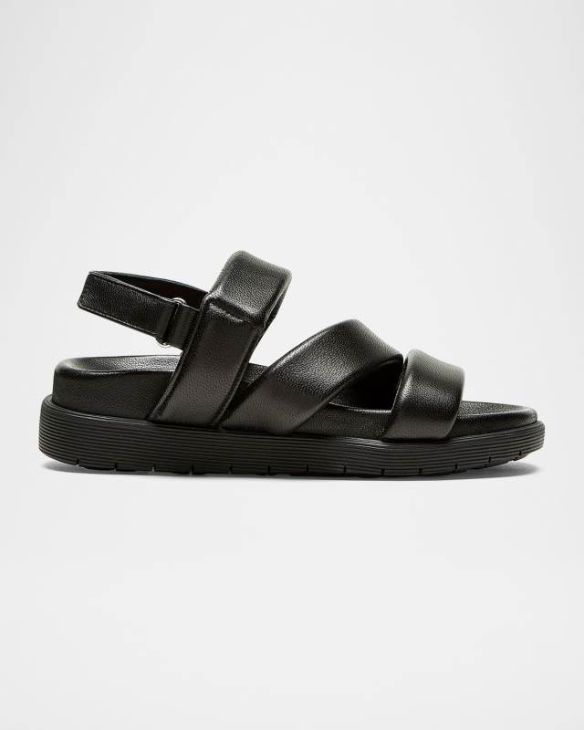 Garritt Leather Triple-Strap Slingback Sandals